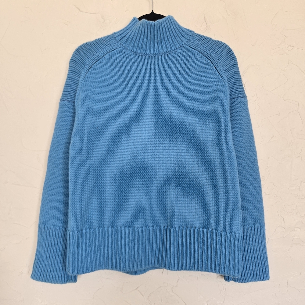 VINCE Wool Cashmere Bright Blue Knit Turtleneck Sweater, S - Picture 8 of 13